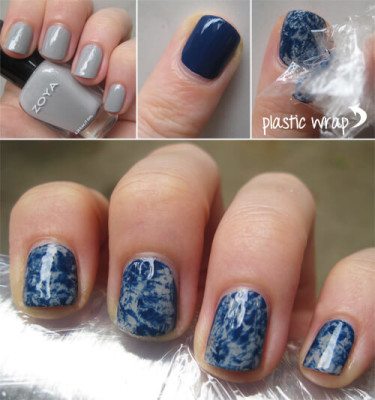 nail art tricks at home plastic wrap