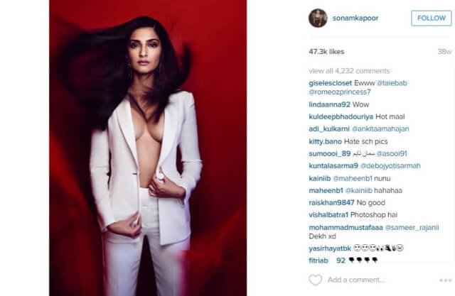 top instagram accounts in india sonam kapoor bold - most following on instagram in india